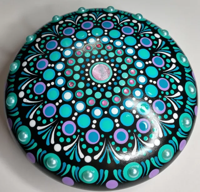 Large Hand Painted Mandala Art Meditation Stone - Summer Dreams