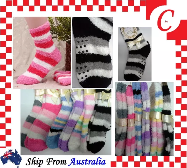 2Prs Women Winter Non-slip Fluffy LOUNGE BED SLIPPER Home SOCKS Size 2-8 Bulk