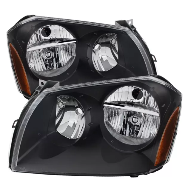 Fit Dodge 05-07 Magnum Black Housing Replacment Headlights Pair SE SXT