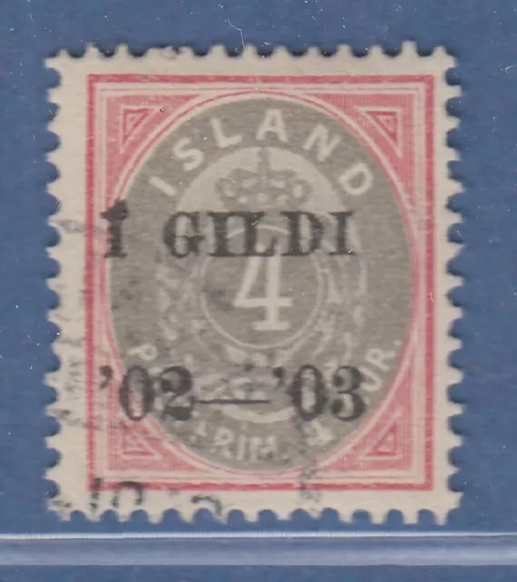 Island 1902 Freimarke 1 GILDI 4 Aurar Mi.-Nr. 25 B gestempelt