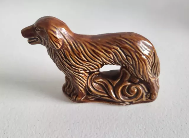 Ceramic Afghan Hound Dog Brazil Porcelain Figurine Vintage Brown Glaze