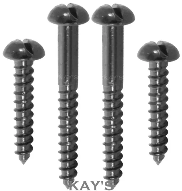 BLACK JAPANNED SLOTTED ROUND DOME SLOT HEAD WOOD SCREWS ALL SIZES No.4,6,8,10,12