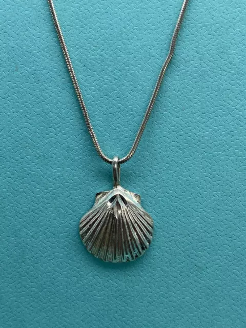 Sterling Silver Sea Shell Pendant Necklace 925 Thin Delicate Jewellery