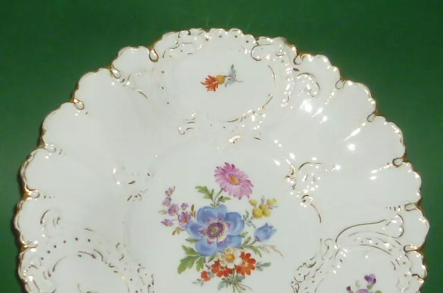 Old MEISSEN Pageantry Bowl Plate Porcelain 24 CM Floral Colorful Flowers Top 2