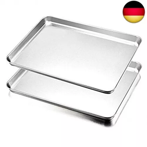 HaWare Backblech, Edelstahl Ofenblech Kuchenblech 2er Set, 40 x 30 x 2.5cm,