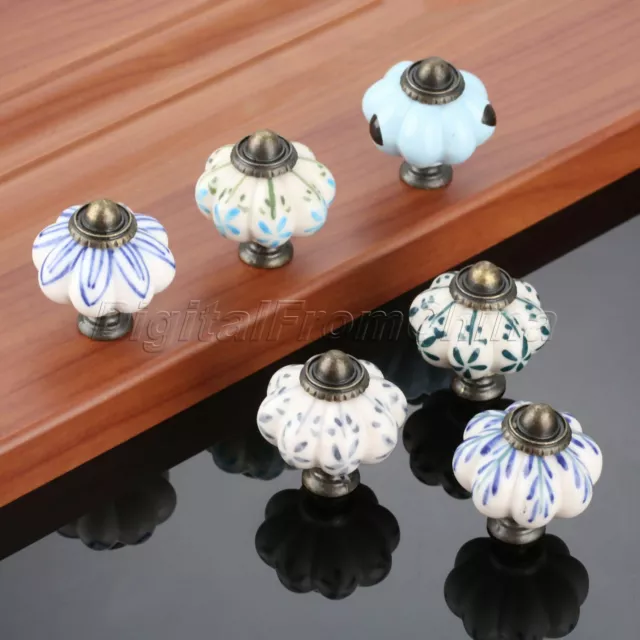 Antique Ceramic Pumpkin Furniture Door Cabinet Knob Drawer Pull Handle Hardware
