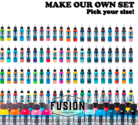 MAKE YOUR SET - 17 Bottles - FUSION Tattoo Inks - Select Colors 1/2 oz 15 ml