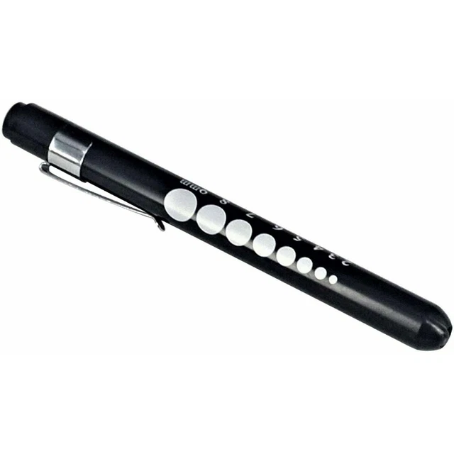 Reusable Medical Pocket Penlight Flashlight with Pupil Gauge LED Bulb