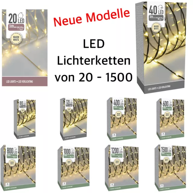 LED Weihnachts - Lichterkette warmweiß 20 bis 1500 LEDs innen außen Party NEU +