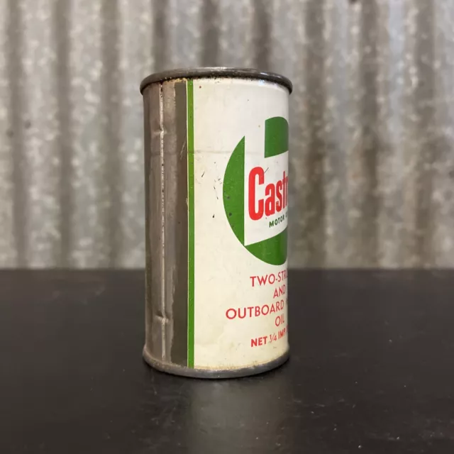 CASTROL Outboard Two-Stroke 1/4 Imp. Pint Vintage Motor Oil Tin Can ‘z Logo’ 2