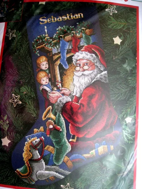 DIMENSIONS CHRISTMAS HOLIDAY Counted Cross Stocking KIT,PEEKING AT  SANTA,8620,16 $132.50 - PicClick