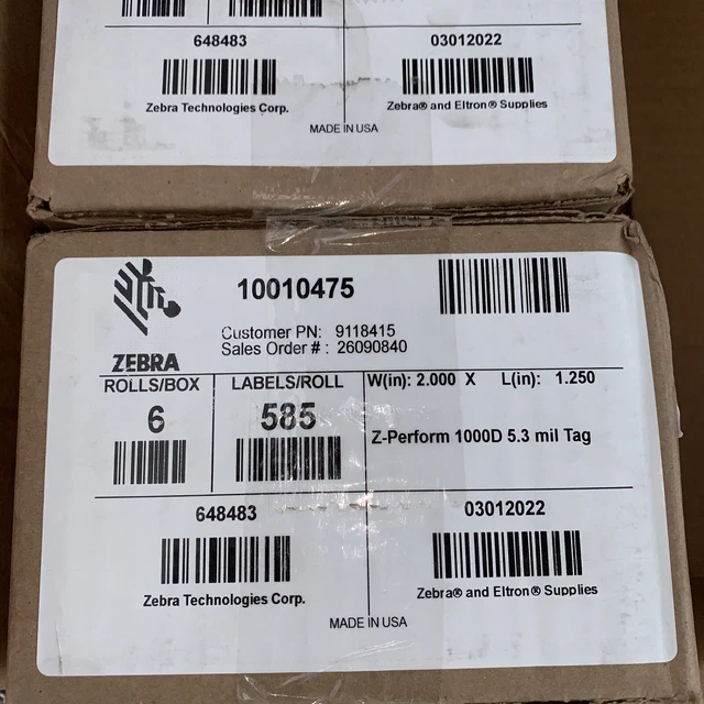 ***LOT OF 18*** ZEBRA z-perform 1000d5.3 mil tag 2”x1.25” 10010475