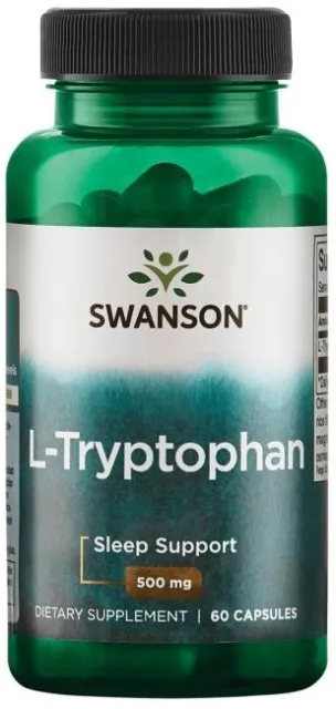 Swanson L-Tryptophan Healthy Serotonin Levels & Restful Sleep 500mg 60 Capsules