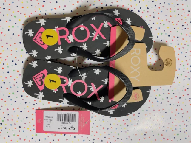 ROXY GIRL 'RG Jujube II'  Flip Flop Sandals, Size 1 -  Black / White / Pink