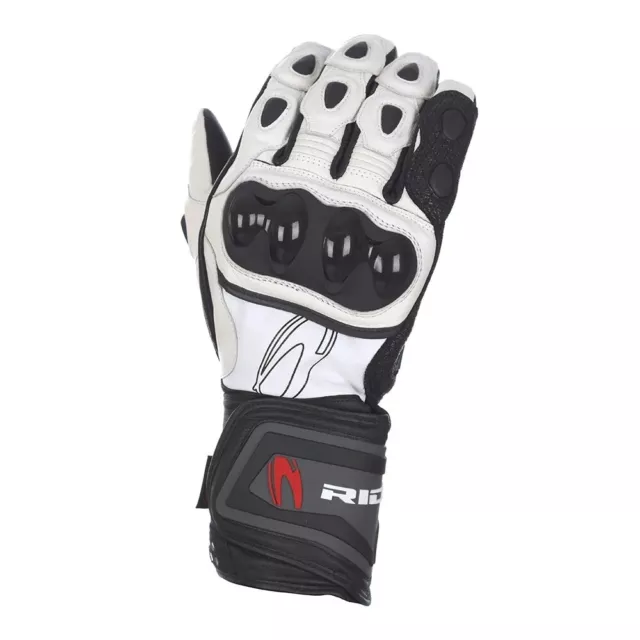 Richa Savage Leather Motorcycle Glove White/Black Knox protection RRP £89.99 - L