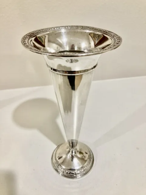 Vintage Sterling Silver Trumpet Vase 185.3 Grams Weighted 7.75 Tall