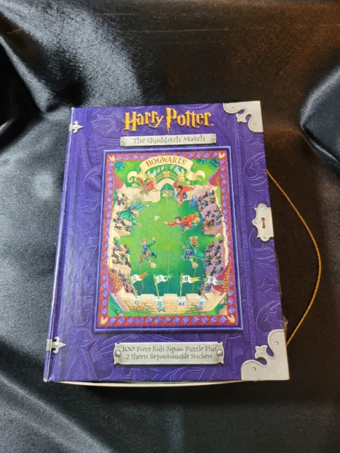 HARRY POTTER 100 Pc Jigsaw QUIDDITCH MATCH w/ Repositionable Stickers & Book box