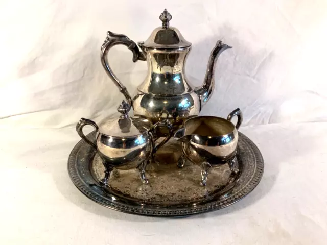 Tea Set Service Antique SILVER PLATED Coffee With Tray (not matching) 5th Avenue