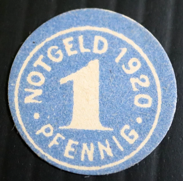 CASSEL 1920 RARE coin-like small cardboard 1 Pfennig German Notgeld Kassel Grimm