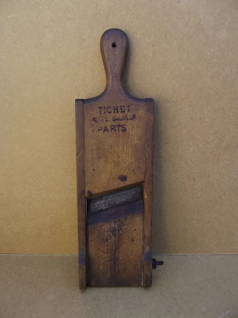 Ancienne Mandoline Coupe-chou En Bois – 3 Lames, Ustensile Cuisine Vintage Déco