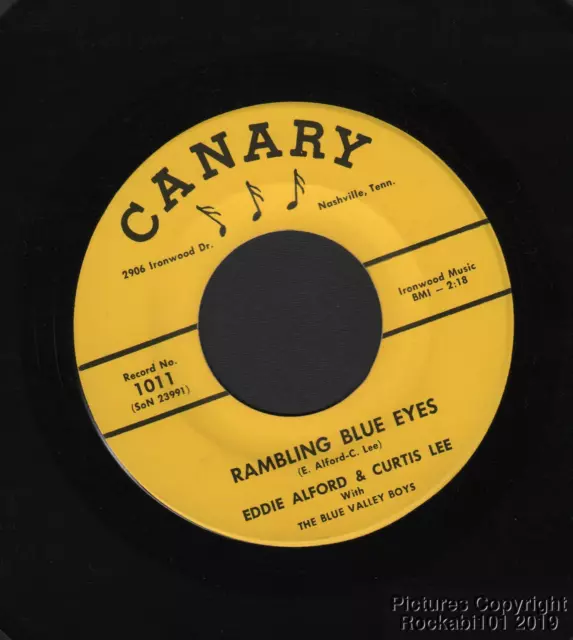 Hear Eddie Alford & Curtis Lee Bluegrass 45- Rambling Blue Eyes / Build Me a Cab