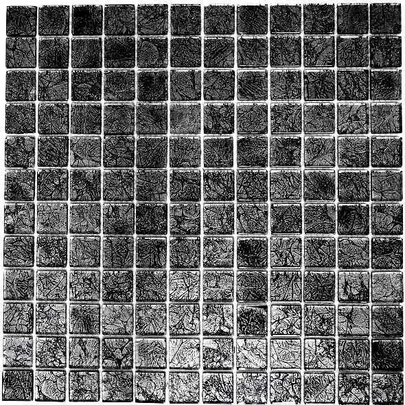 Mosaico Azulejos de Baldosas Espejo Plata Antracita Negro Estructura Metal