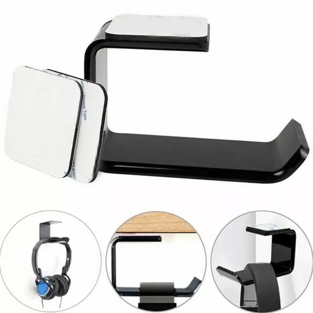 Acrylic Headphone Holder Adhesive Stand Hanger Hook Tape Under Desk Dual Mount