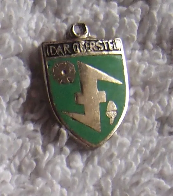 Alter versilberter Bettelarmband Wappen Anhänger - Idar Oberstein um 1950 !