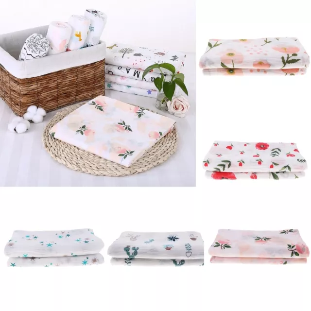 Newborn Baby Kids Muslin Swaddle Soft Sleeping Blanket Wrap Bath Towel 110X110cm