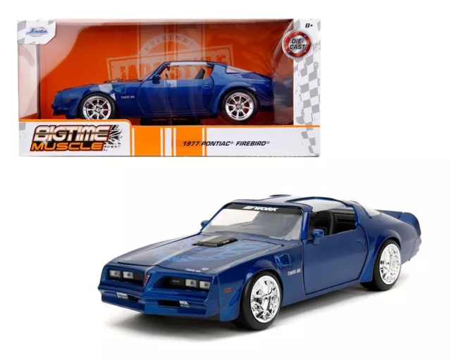 Jada 1:24 Big Time Muscle 1977 Pontiac Firebird Blue Diecast Model Car 34720