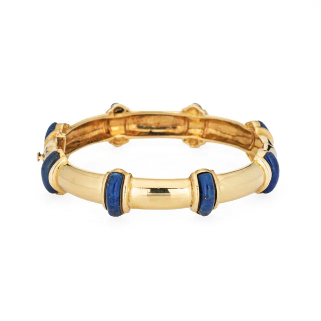 Vintage Tiffany & Co Bangle Bracelet Lapis Lazuli 18k Yellow Gold 6" Jewelry