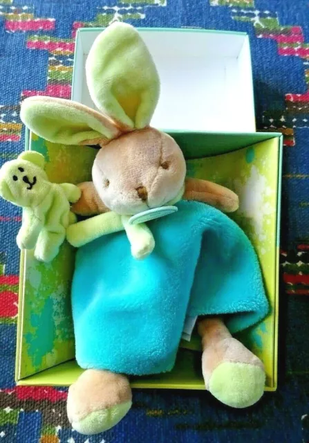 Pl/ Doudou Et Compagnie Plat Lapin Bleu Vert Ours Les Animaux Graffitis  Neuf