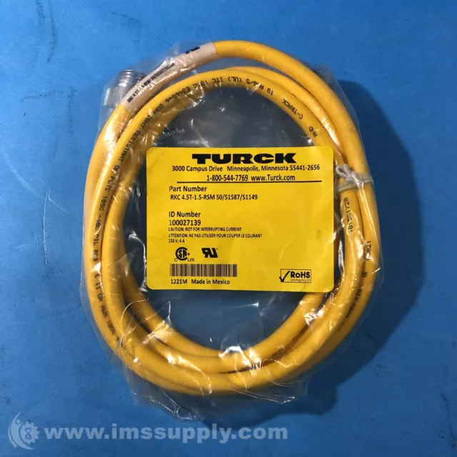 Turck RKC 4.5T-1.5-RSM 50/S1587/S1149 Double Ended Cordset FNFP