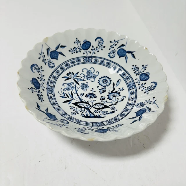 J & G Meakin Blue Nordic Soup Bowl English Ironstone Hand Engraving England 6.5”