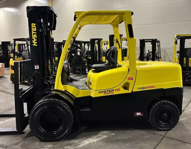 2014 Hyster H110FT 11000 LB 3 Stage Mast Diesel Pneumatic Forklift Reconditioned