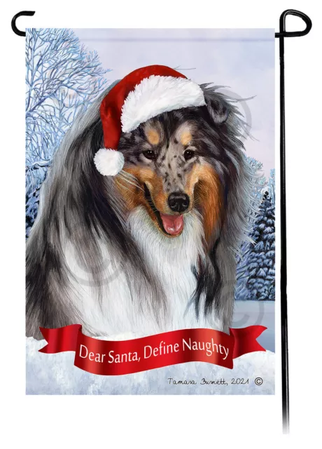 Dear Santa, Define Naughty Garden Flag - Blue Merle Collie 045