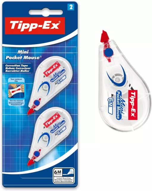 Tipp-Ex Mini Pocket Mouse Korrekturroller, Korrekturband 6m x 5mm, 2er Pack