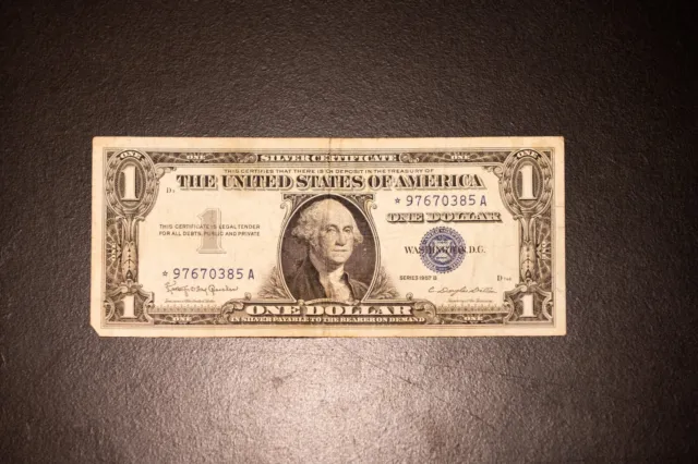 1957B $1 Dollar Bill Silver Certificate Blue Seal Note Paper Money