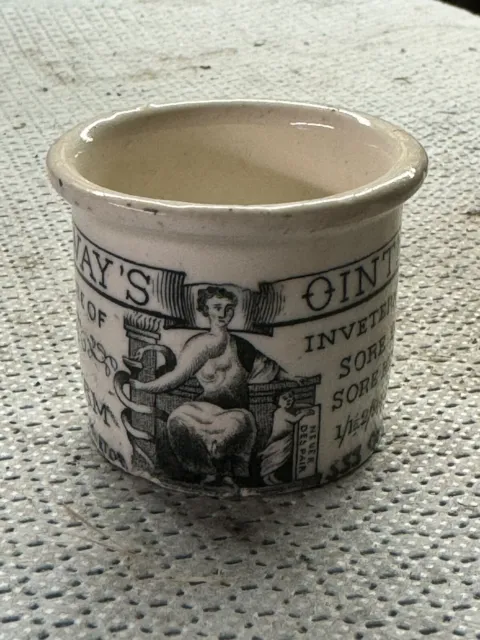 Super Little 1890’s Highly Pictorial Transfer Ointment Pot (J574)