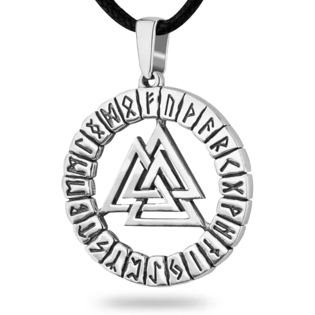 Viking Valknut Rune Pendant Necklace Pagan Norse Nordic Jewelry 925 SILVER 3