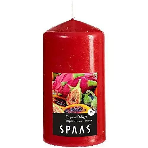 Spaas Scented Cylinder Pillar Candle 80/150 mm, 65 Hours, Tropical Delight