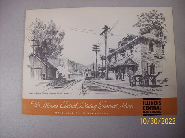 Illinois Central  Railroad Dining Car Menu Dinner
