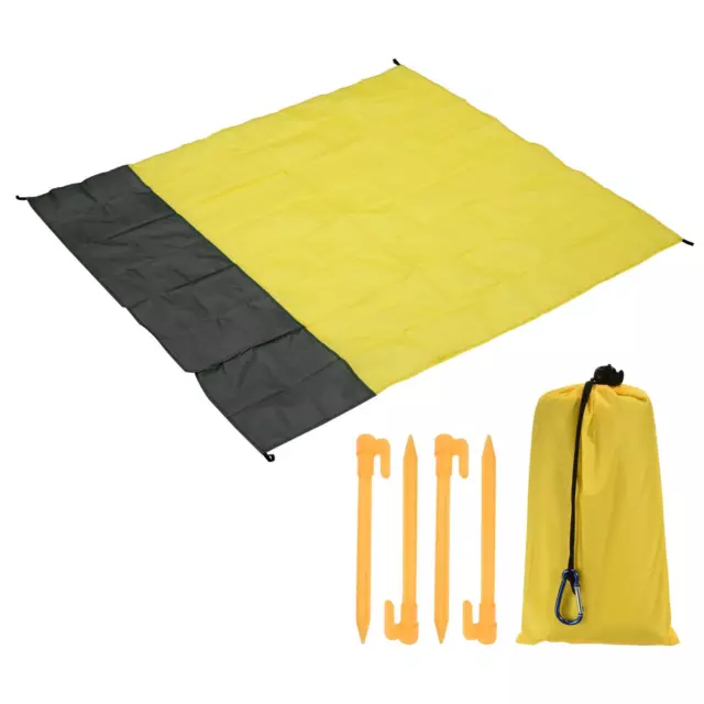 59"x57" Manta de Playa, Impermeable Picnic Estera para Campamento, Gris Amarillo