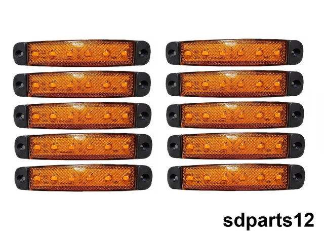Lot De 10 Feux De Gabarit Orange 12V - 3 LED - Pour Camion, Remorque, Caravane