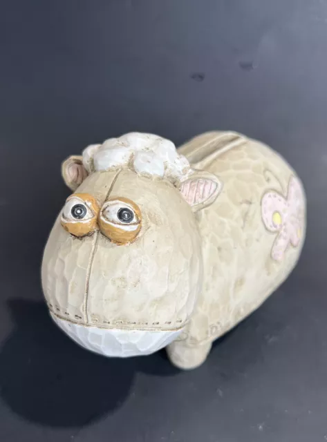 Vintage Lamb Dickens Noahs Ark Patchwork  SHEEP butterfly Flower Coin Piggy Bank