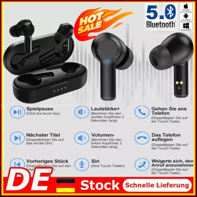 TWS Bluetoot 5.0 Kopfhörer Stereo Sport Musik Kabellos mit Mikrofon Headset NEU