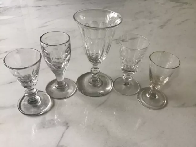 Five Early Small Drinking Glasses