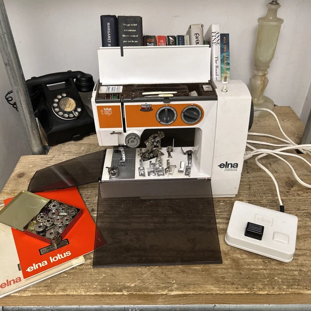 VINTAGE ELNA LOTUS TSP Compact Sewing Machine, Feet, Manual Needs
