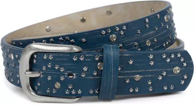styleBREAKER Cintura da donna con borchie a stella e strass, superficie in stile