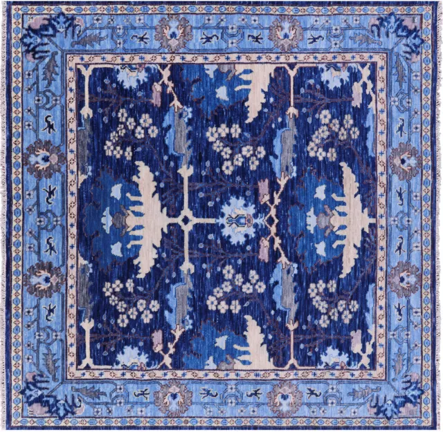 8' Square William Morris Hand Knotted Wool Rug - Q20207